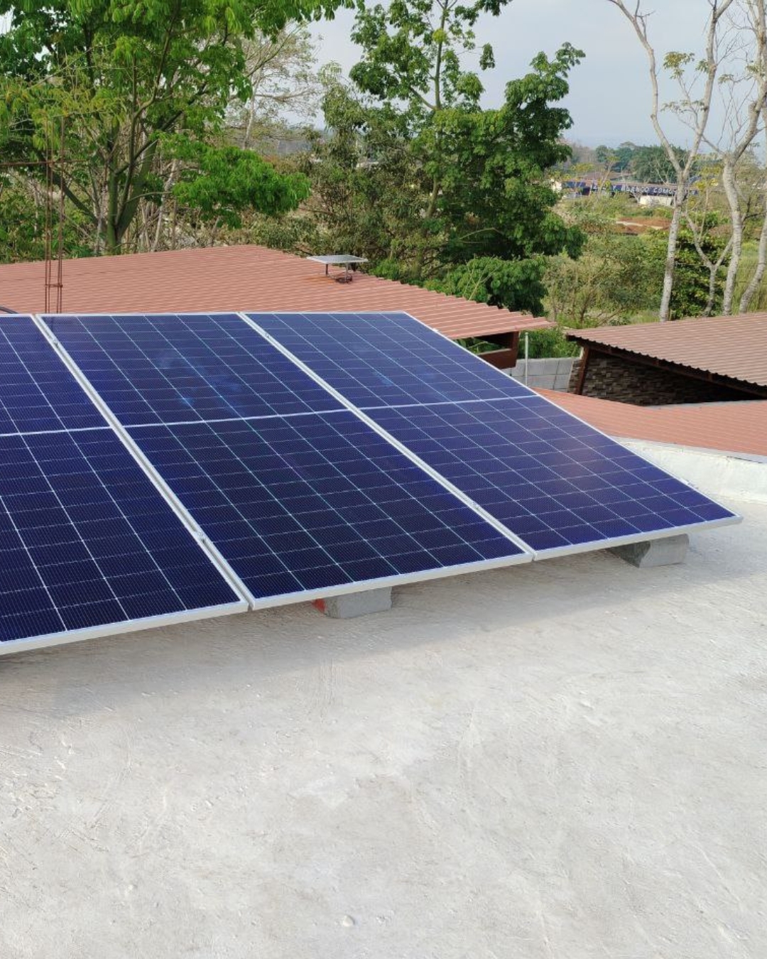 Sistema solar residencial en zona rural con vegetación